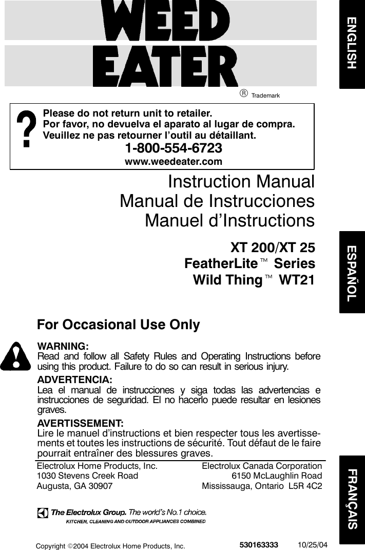 weedeater featherlite service manual